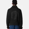 Pull zippé en maille de laine brodée