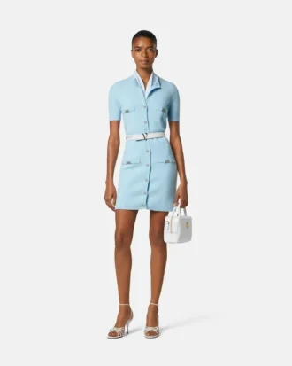 Robe chemise en maille de laine et cachemire