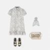 Robe chemise en twill de soie imprimé pour enfant Robe chemise en twill de soie imprimé pour enfant