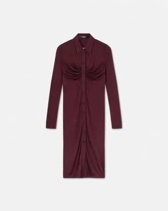 Robe chemise midi en jersey de viscose