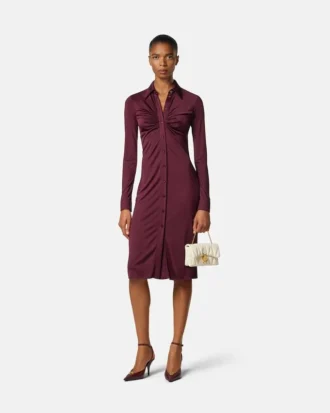 Robe chemise midi en jersey de viscose