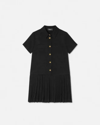 Robe chemise plissée en satin jacquard pour enfant