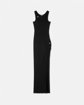 Robe drapée en maille côtelée avec épingle de sûreté