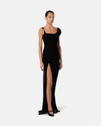 Robe drapée en velours