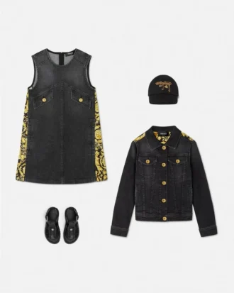 Robe en denim imprimée pour enfants Robe en denim imprimée pour enfants