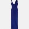 Robe longue drapée en crêpe satiné envers