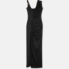 Robe longue drapée en crêpe satiné envers