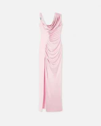 Robe longue drapée en crêpe satiné envers Robe longue drapée en crêpe satiné envers