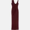 Robe longue drapée en crêpe satiné envers