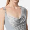 Robe longue drapée en crêpe satiné envers