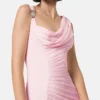 Robe longue drapée en crêpe satiné envers