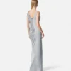 Robe longue drapée en crêpe satiné envers