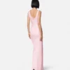Robe longue drapée en crêpe satiné envers