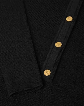 Robe longue en maille côtelée en laine mérinos
