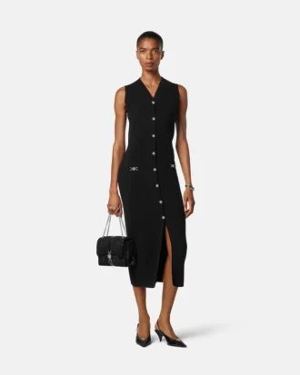 Robe longue en maille de laine et cachemire