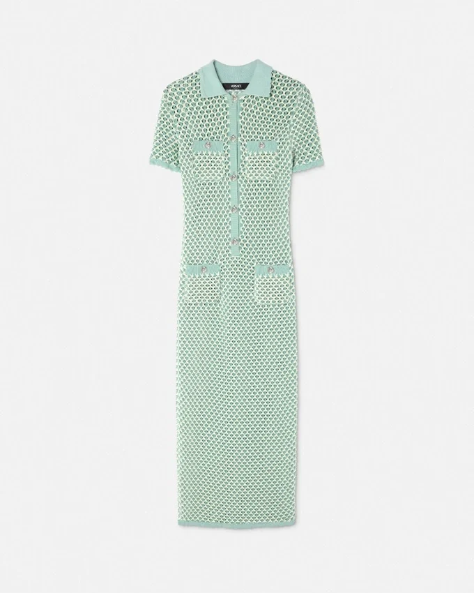 Robe longue polo en maille crochet Robe longue polo en maille crochet