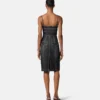 Robe midi ajustée en denim ornée