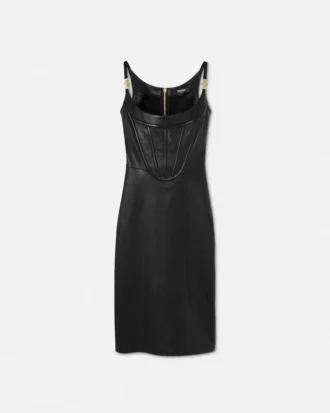 Robe midi corset en cuir