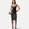Robe midi corset en cuir