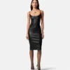 Robe midi corset en cuir