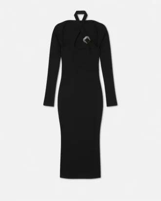 Robe midi à découpes et boucle baroque