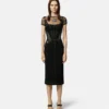 Robe midi en denim à boucle baroque Robe midi en denim à boucle baroque