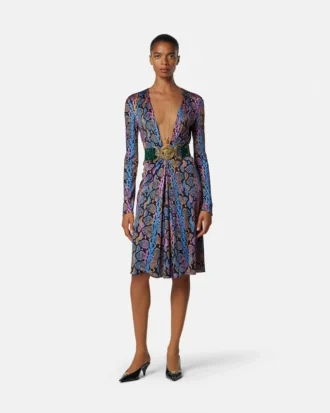 Robe midi en jersey de viscose imprimé