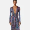 Robe midi en jersey de viscose imprimé Robe midi en jersey de viscose imprimé