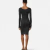 Robe midi en maille côtelée mélangée lurex