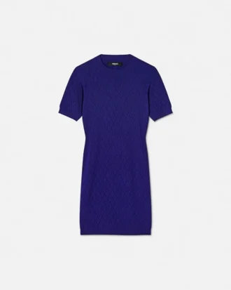 Robe midi en maille jacquard à motif V intégral