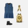 Robe plissée en denim pour enfant Robe plissée en denim pour enfant