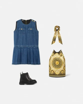 Robe plissée en denim pour enfant Robe plissée en denim pour enfant