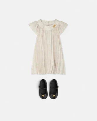 Robe plissée en twill imprimé pour enfant