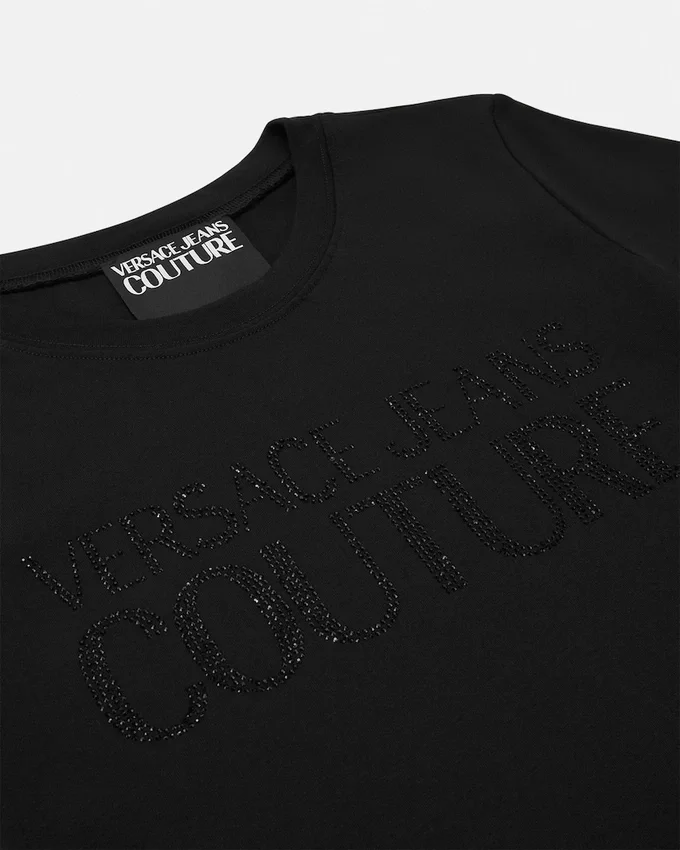 Robe t-shirt avec logo institutionnel en cristal Robe t-shirt avec logo institutionnel en cristal