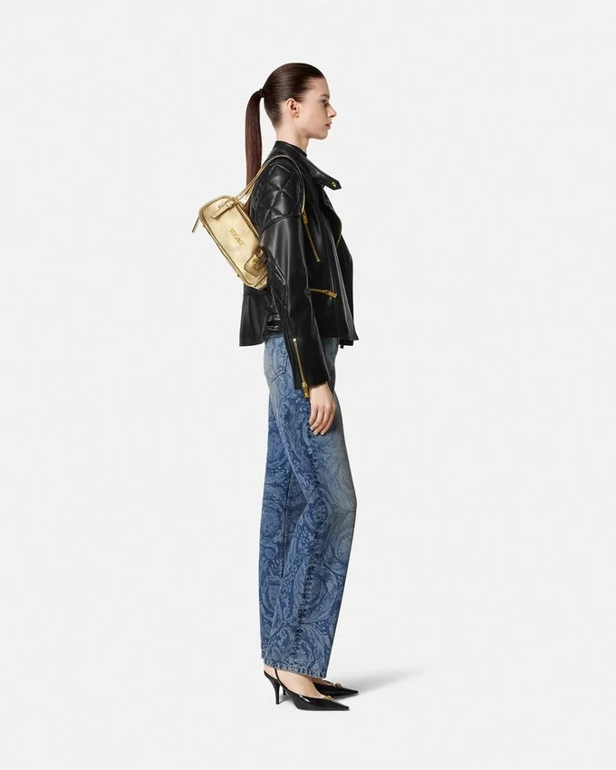 Sac bowling métallisé Versace Tag Sac bowling métallisé Versace Tag