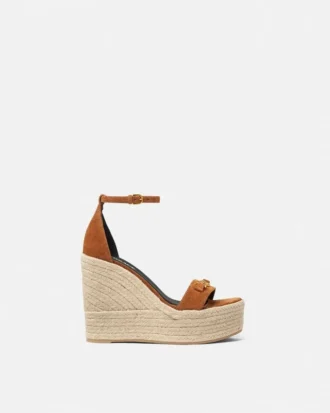 Sandales compensées en daim Medusa 95 120 mm
