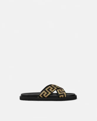 Sandales en cuir nappa jacquard