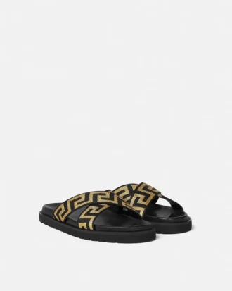 Sandales en cuir nappa jacquard