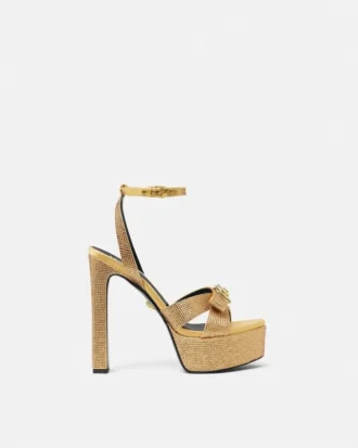 Sandales en satin ornées d&rsquo;un nœud Gianni Ribbon 140 mm