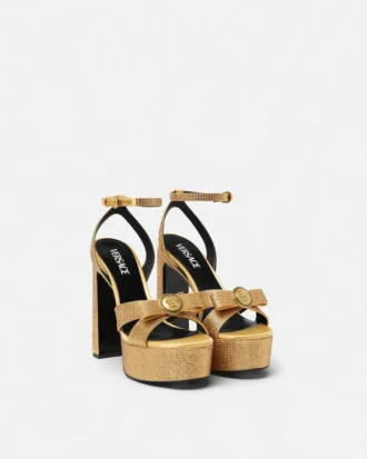 Sandales en satin ornées d&rsquo;un nœud Gianni Ribbon 140 mm