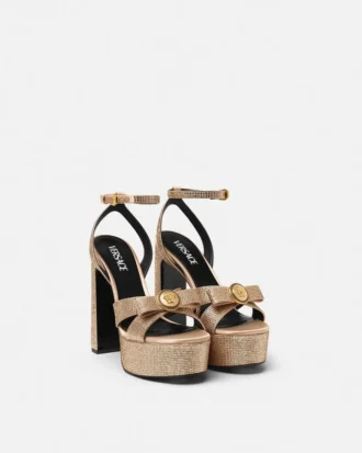 Sandales en satin ornées d&rsquo;un nœud Gianni Ribbon 140 mm