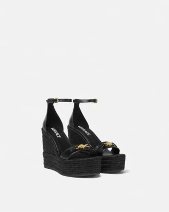 Sandales à talons compensés en cuir Medusa 95 120 mm