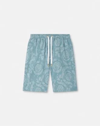Short en denim chambray jacquard Barocco