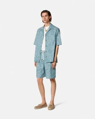 Short en denim chambray jacquard Barocco