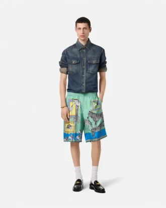 Short en soie Versace Safari