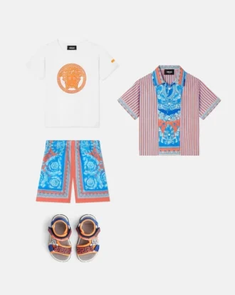 Chemise à rayures imprimées en popeline de coton pour enfants