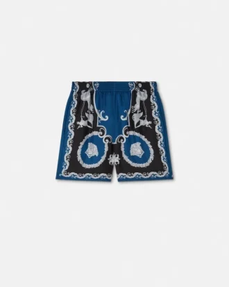 Short slim en twill de soie imprimé