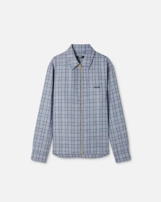 Surchemise zippée en flanelle de laine à carreaux