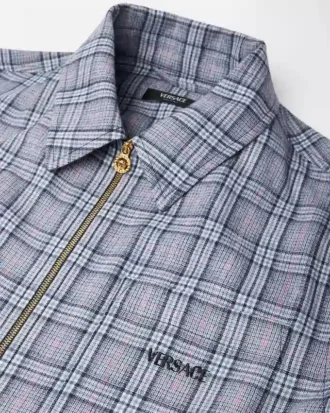 Surchemise zippée en flanelle de laine à carreaux