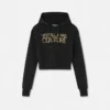 Sweat à capuche court avec logo en cristal